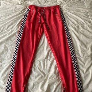 Pink Checkered Track Pants